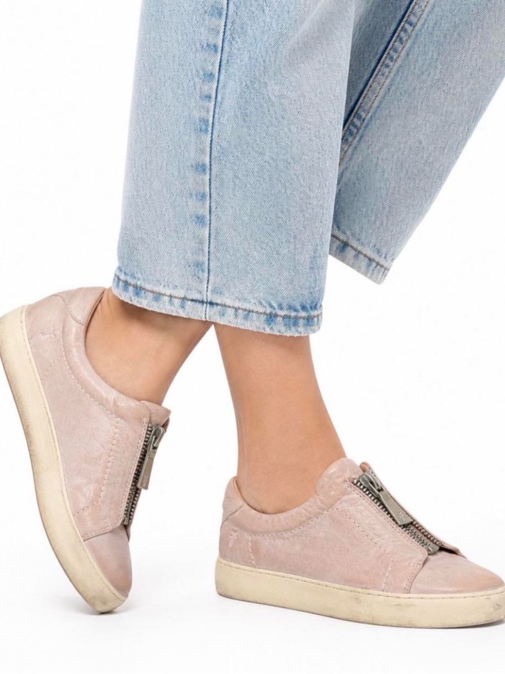 Frye Leather Zip Sneakers – Blush Pink | Size 9M